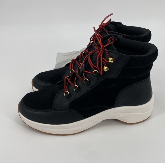 Lauren Ralph Lauren Black Leather Suede Water Resistant Rylee Hiker Sneaker New - Picture 2 of 13